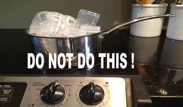 Boiling bottles to store sanitize